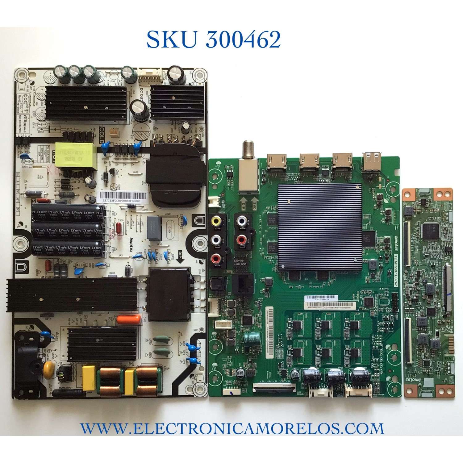 KIT DE TARJETAS PARA VIZIO MAIN 6M03A0001X00J / TE.MT5597.EC762 / 6M03M0003110R / FUENTE PW.176W1.681 / P20020183-0A01847 / T-CON TACDJ4031 / E88441 / PANEL V650DJ4-D03 / MODELO V655-G9 / V655-G9 LINIYBTW